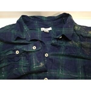 Croft And Barrow Women 2XL Long Sleeve Plaid Flannel Button Up Shirt‎